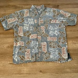 Men’s RJC Hawaiian Shirt Short Sleeve Flowers Made in Hawaii USA‎ Size L